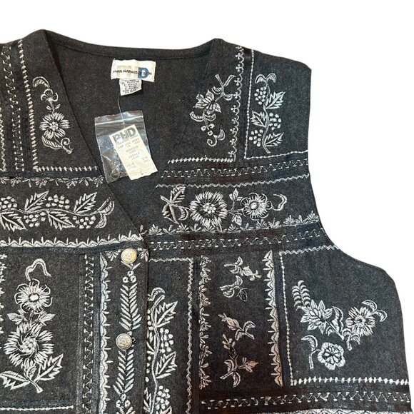 Vintage Paul Harris Design Folk Ornate Embroidered Wool Blend Vest L - Picture 2 of 6